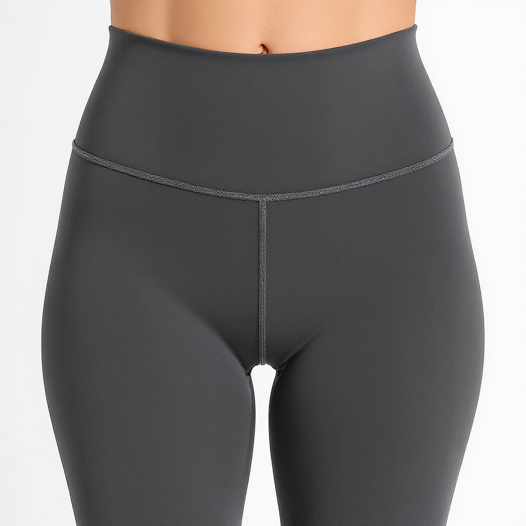 Close-up of stretch fabric on Women Nylon-Spandex Yoga Leggings Black, macro texture shot