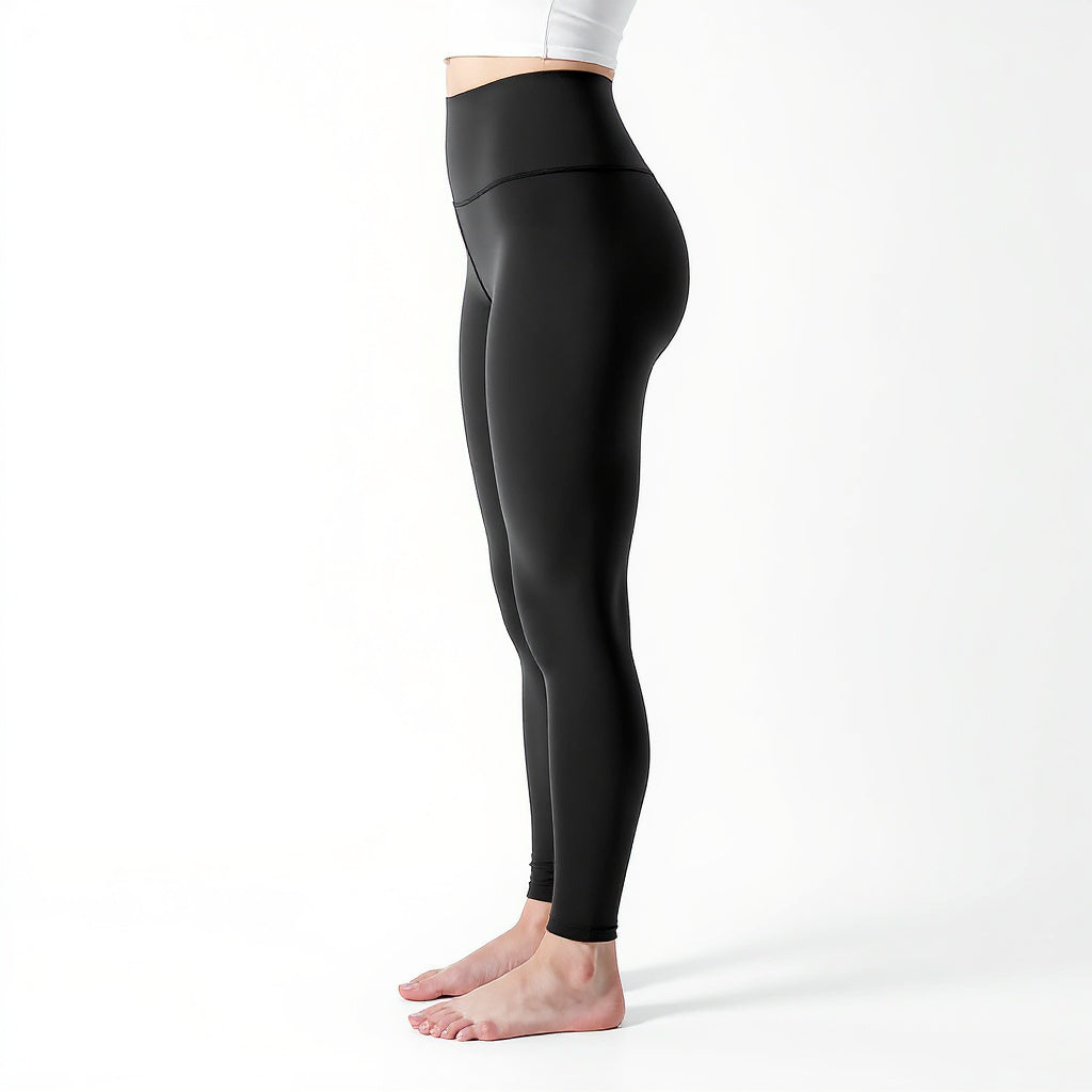 Image 3 Side View of high-waisted yoga leggings, sleek, modern, minimalist, athleisure, versatile